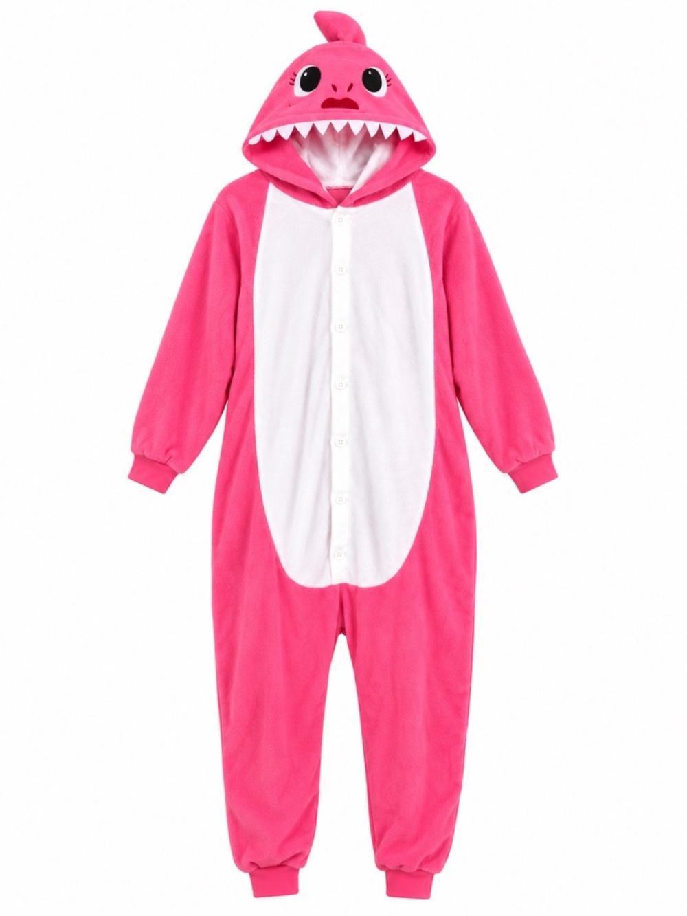 Baby Shark Pink Hooded Onesie Halloween Costume or Pajama | Adult Large
